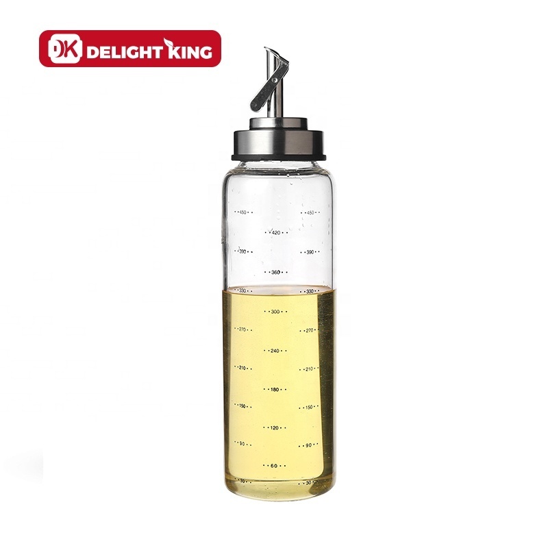 glass olive oil dispenser bottle with stainless steel glass oil pot with mesurment cooking sauce oil and vinegar dispenser