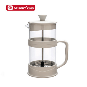 glass coffee server french press handle French press coffee maker pot plunger customized travel camping glass tea maker