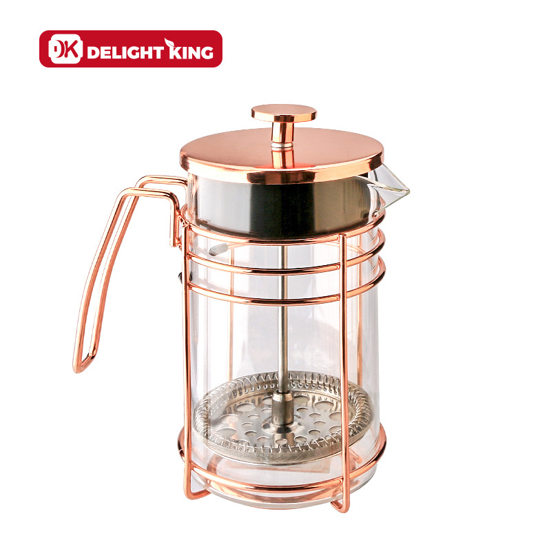 High borosilicate glass french press coffee maker with metal sleeve coffee french press