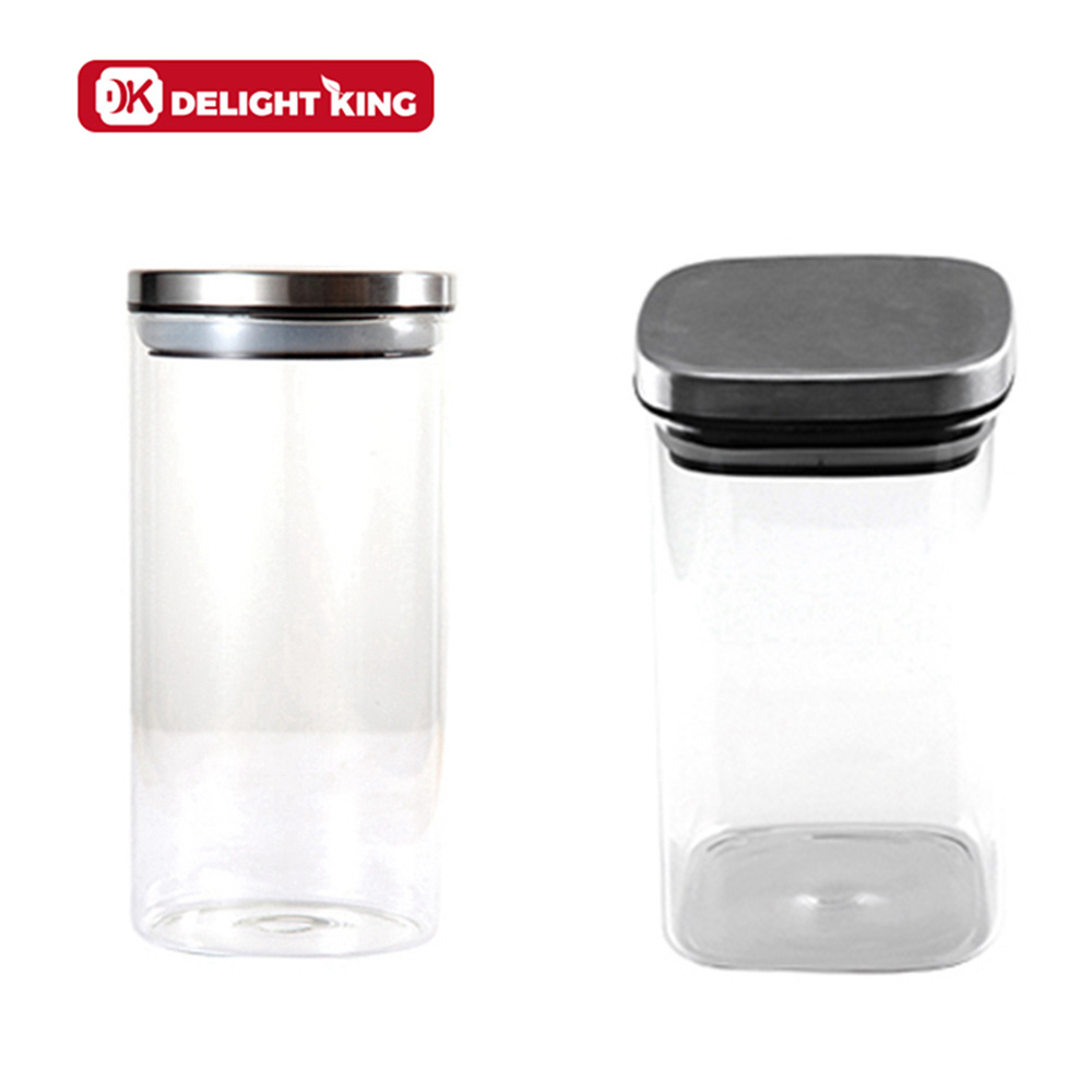 WholeSale Glass Storage Jar Kitchen Organizer With Stainless Steel Lid Stronger Material For Lasting Food Snacks Storage