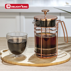 High borosilicate glass french press coffee maker with metal sleeve coffee french press