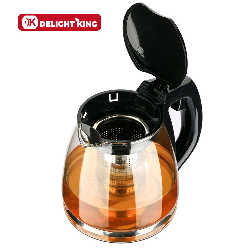 Personalize Tea Steeper Custom Glass Tea Pot With Strainer Filter Lid