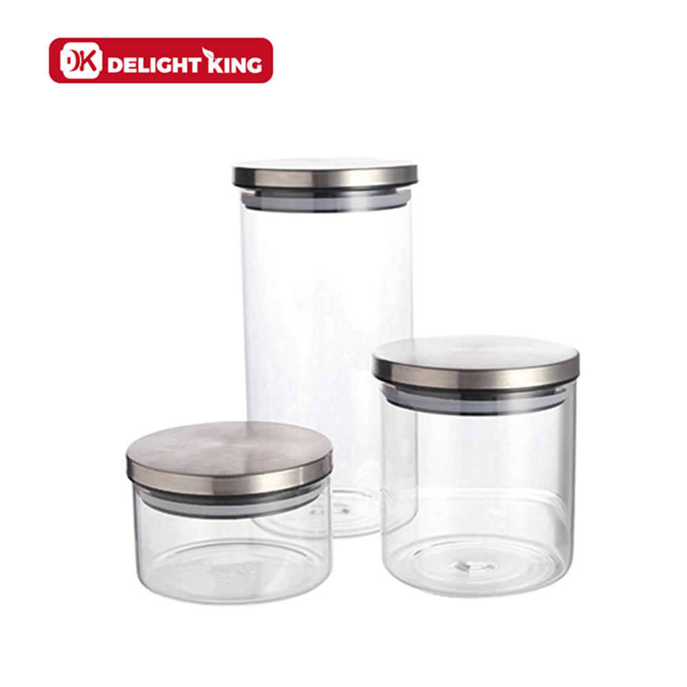 WholeSale Glass Storage Jar Kitchen Organizer With Stainless Steel Lid Stronger Material For Lasting Food Snacks Storage