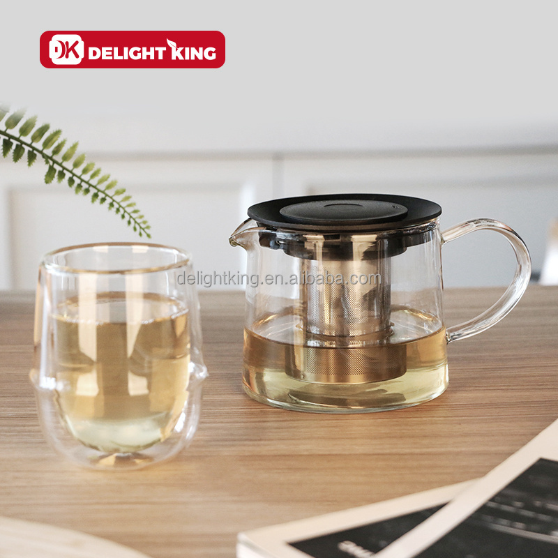 Hot Sales Clear Borosilicate teapot Small Heat Resistant High Borosilicate Glass Teapot With Tea Strainer