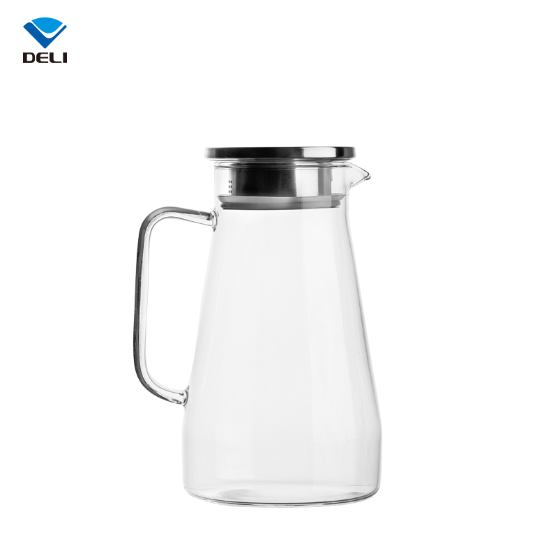 1400ml 47.3oz DELI Borosilicate Custom Teapot Bottles Large Water Milk Glass Jug with Lid