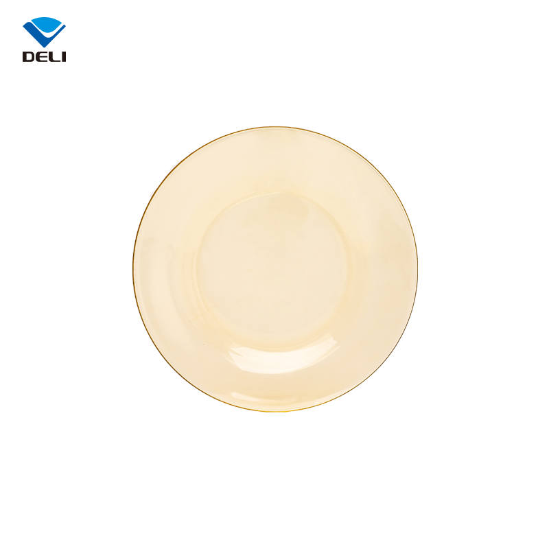 Competitive Price Heat Resistant Round Decoration Dinner Microwave Borosilicate  Clear Fruit Glass Plate