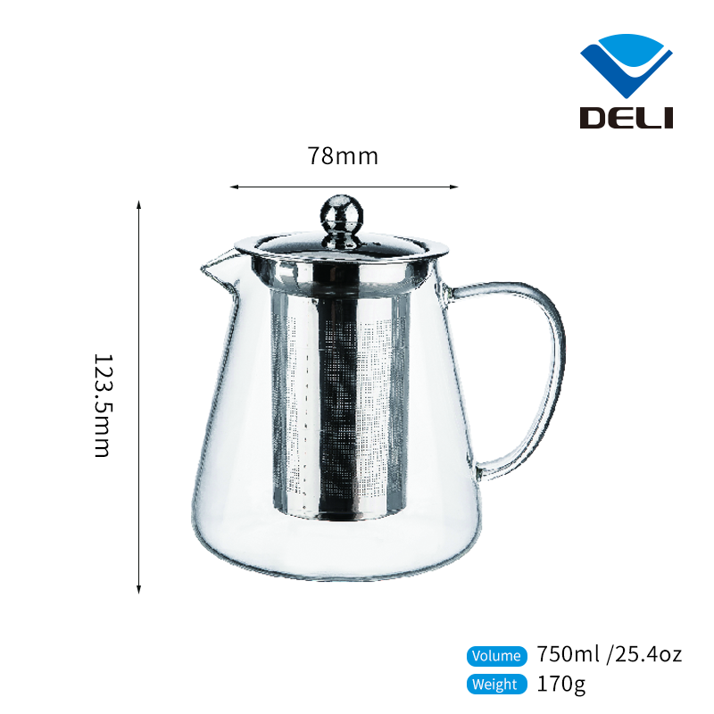 Free Sample DELI 1800ml 25.4oz Restaurant Use Japanese Modern Cheap Luxury  Kettle Warmer Tea Pot with Infuser