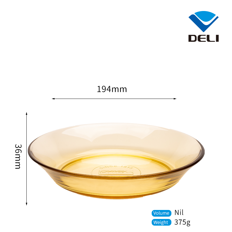 Home Glassware DELI 194mm 7.64inch Clear Wholesale Tempered Glass Fruit Plate for Dinner