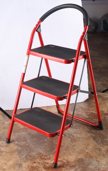 hot sale 3 leg steel step ladder, step portable steps with handrail