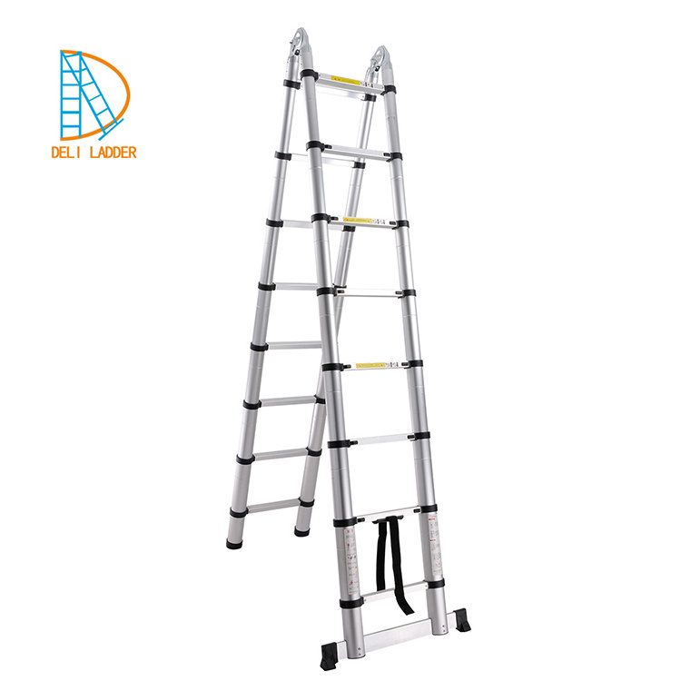 Deliladder 5.0M aluminium double multifunction telescopic ladder  EN131 CE