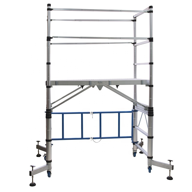 New design adjustable platform height easy to transportation and storage telescopic folding aluminium scaffolding