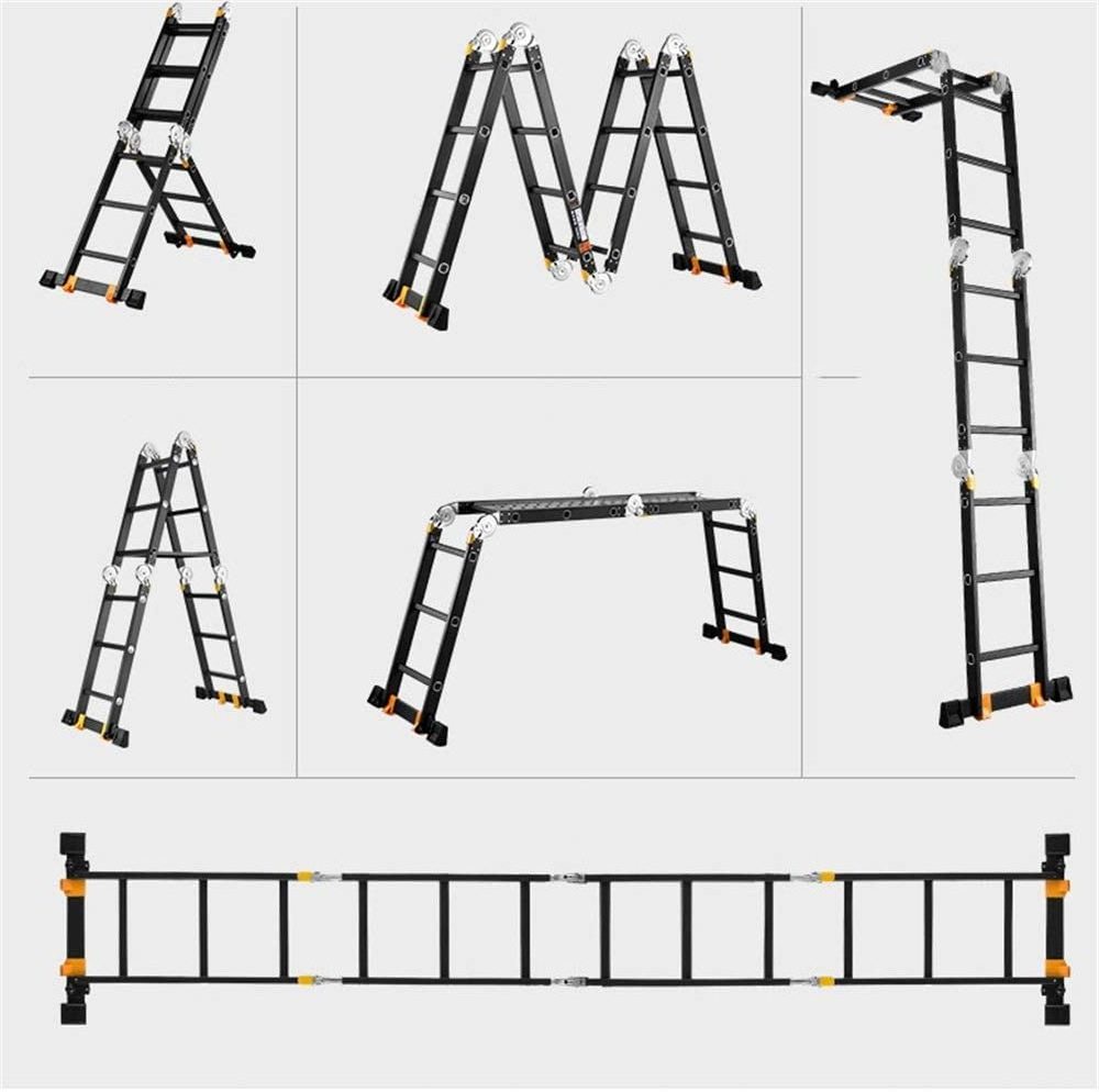 Deliladder black color multi-purpose ladder folding 4x3 4x4 4x5 4x6 big hinge EN131