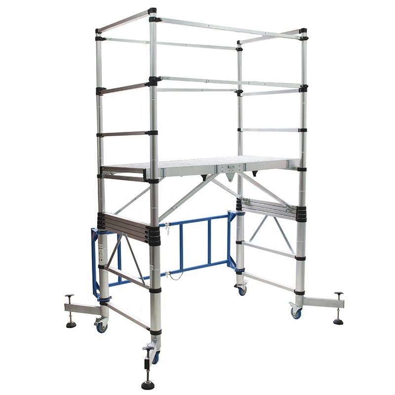 New design adjustable platform height easy to transportation and storage telescopic folding aluminium scaffolding