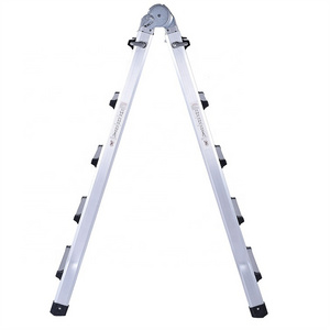 Aluminum Extension Ladder, Max Extension of Telescopic Ladder 22 ft, Multi-Purpose Collapsible Ladder Extension with Two Wheels,