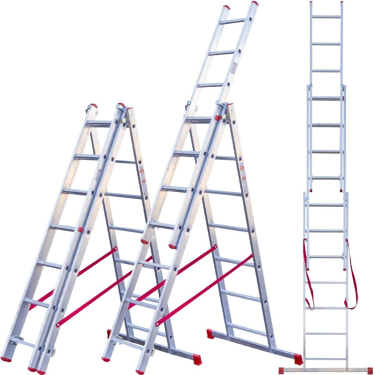 Deliladder black color multi-purpose ladder folding 4x3 4x4 4x5 4x6 big hinge EN131