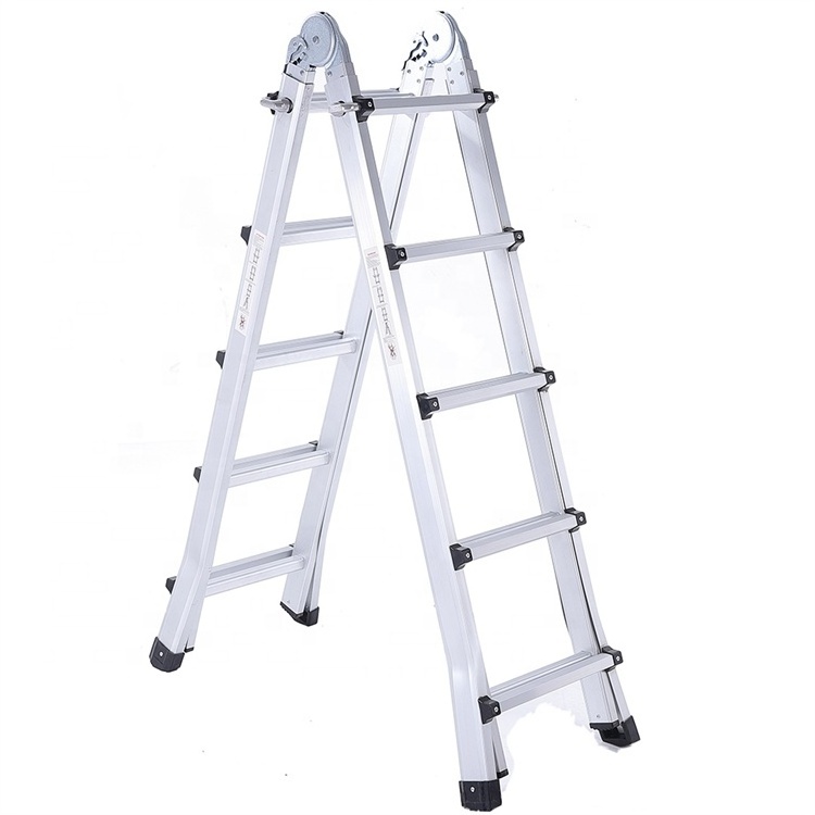 Aluminum Extension Ladder, Max Extension of Telescopic Ladder 22 ft, Multi-Purpose Collapsible Ladder Extension with Two Wheels,