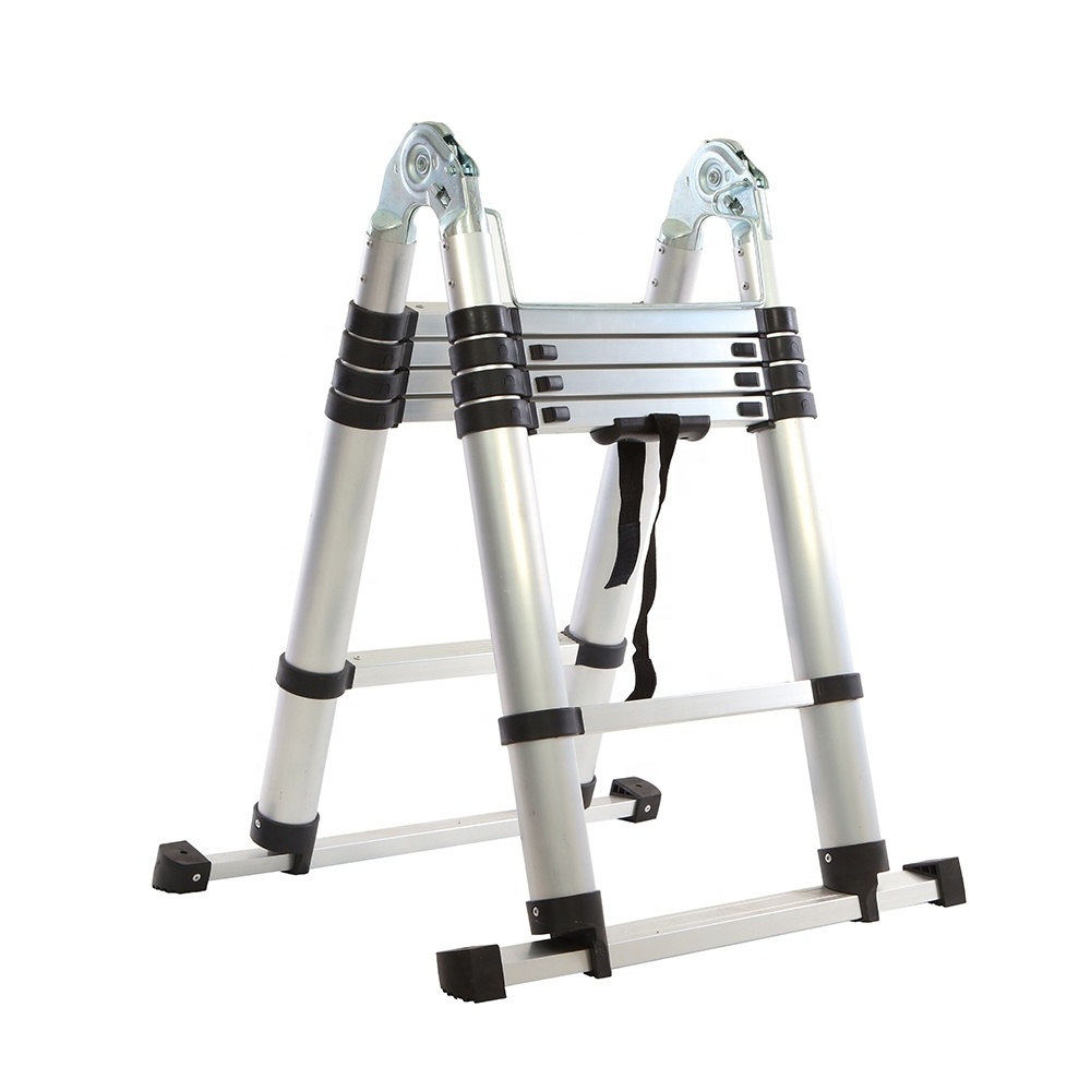 Aluminium telescopic ladder folding step EN131 soft close