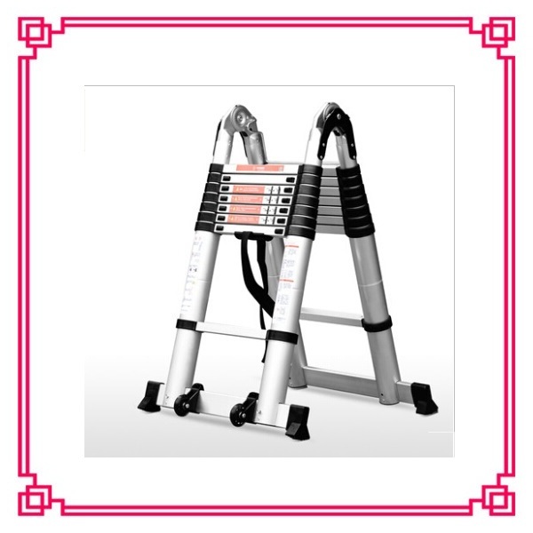 Deliladder 1.9m+1.9m Aluminium Free Standing Multifunction Bamboo Ladder Telescopic Step Stairs