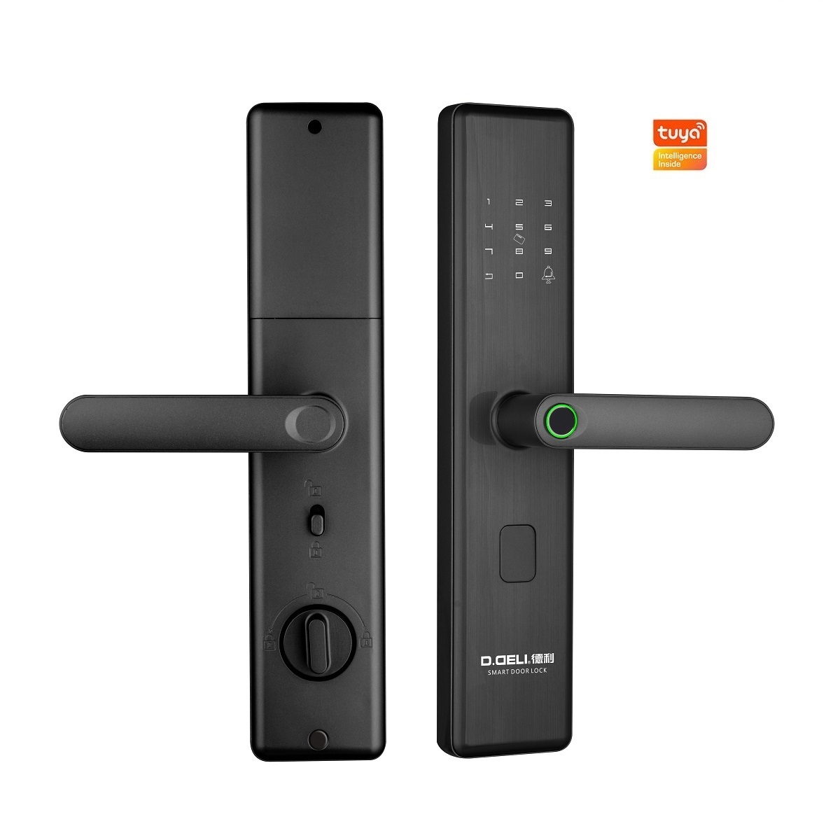 D.DELI OEM Smart Home Tuya TTLock APP Fingerprint Door Lock Bluetooth WiFi Control Smart Digital Door Lock with Doorbell