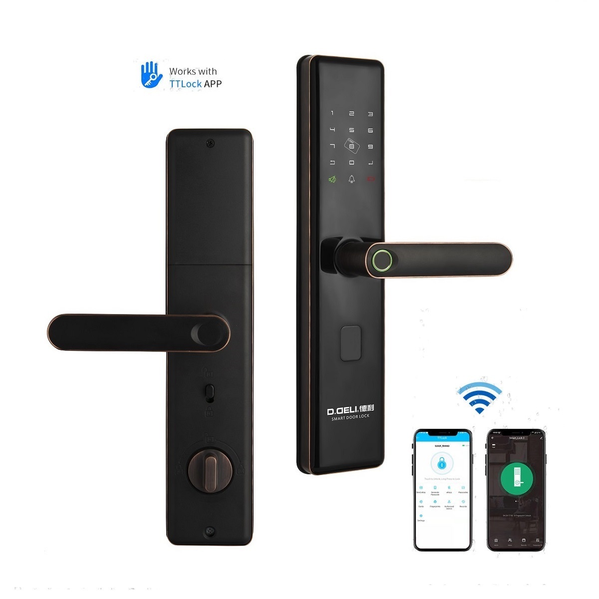 D.DELI hotel ttlock bluetooth remote smart fingerprint lock gate security intelligent electronic digital smart door lock