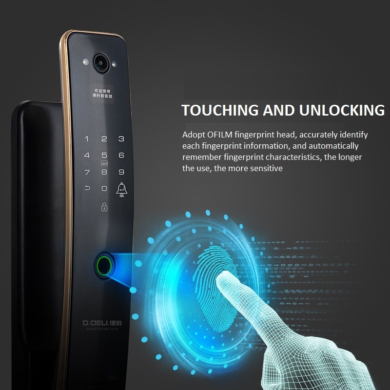 Fingerprint Door Lock Camera Visible Biometric Gate Smart Lock Fully Automatic Keyless Smart WiFi APP Intelligent Door Lock