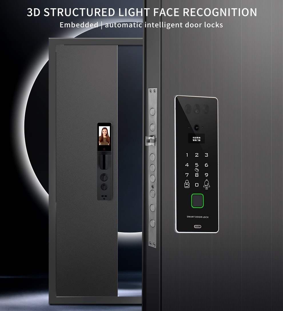 D.DELI Smart WiFi APP Intelligent Armoured Door Lock Security Front Door 3D Face Intercom Smart Locks with Camera