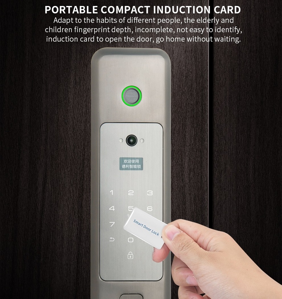 New Design Wholesale Price High Security Fingerprint Digital Wifi Smart Door Lock Connected Camera Monitor Smart Home