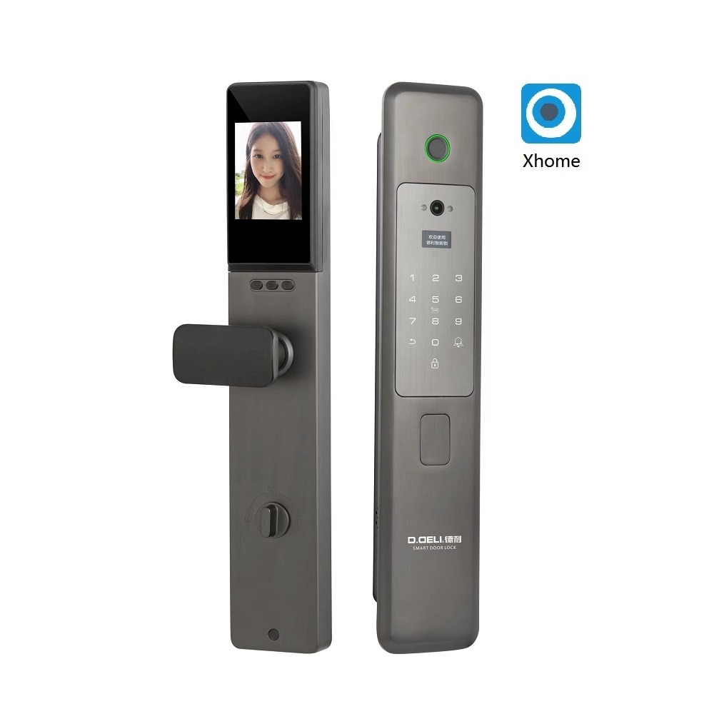 New Design Wholesale Price High Security Fingerprint Digital Wifi Smart Door Lock Connected Camera Monitor Smart Home