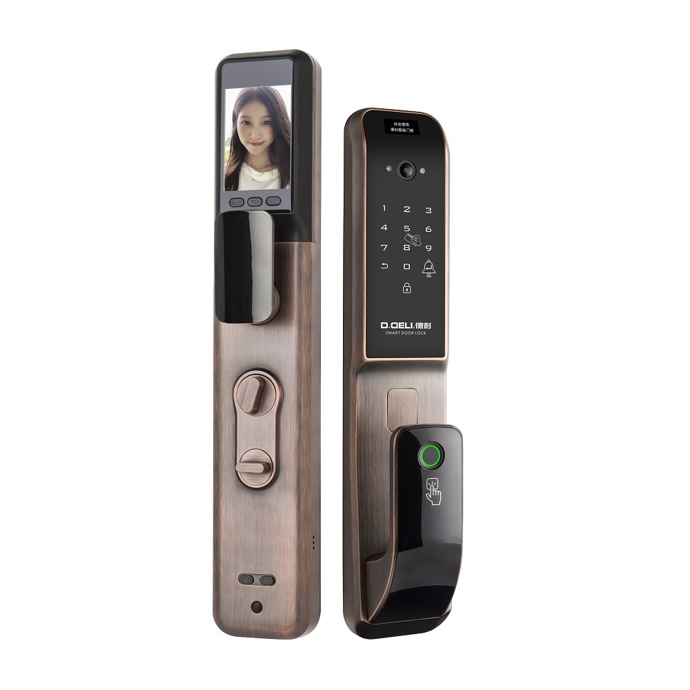 Deli DZ003E-B thin fully automatic fingerprint smart lock visual cat eye APP unlock anti-theft door intelligent locks