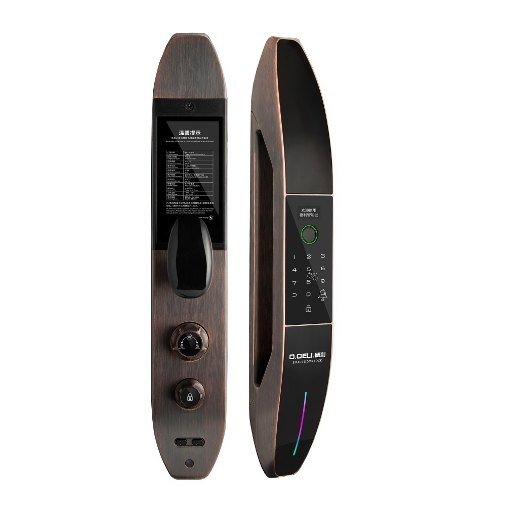 D.Deli DZ001C High Quality Zinc Alloy Full-automatic Face Recognition Smart Biometric  Fingerprint lock for Smart Home