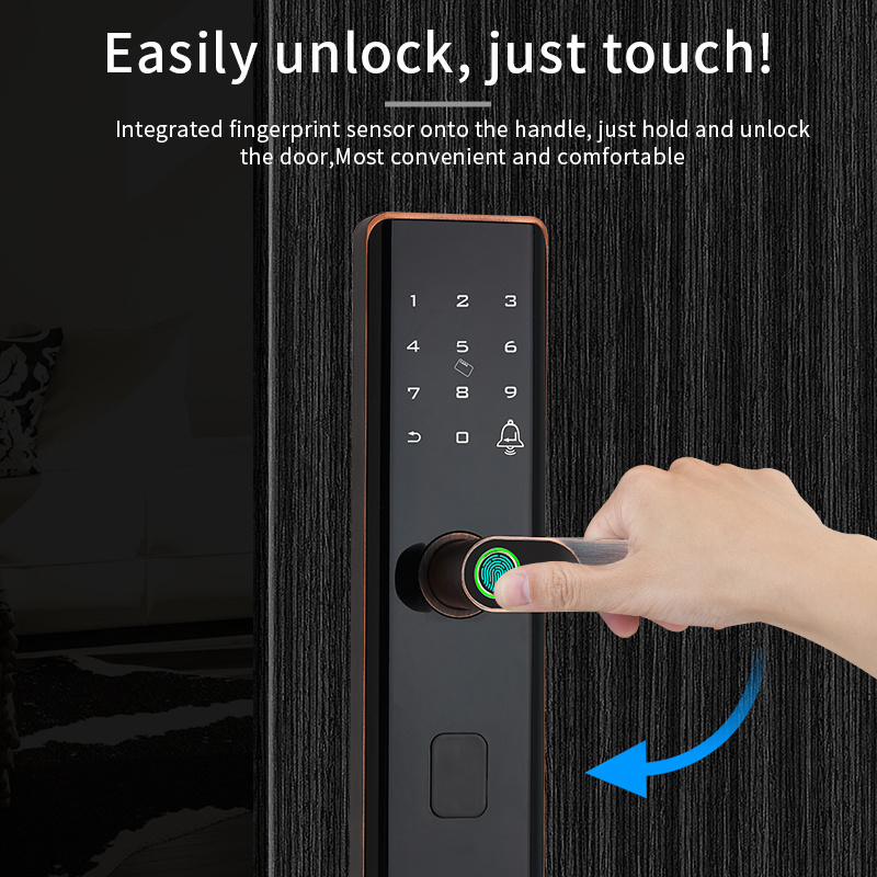 KJ012H17 Luxury Euro Lock Cylinder Zinc Alloy Biometric Fingerprint Smart Door Lock Smartphone  WiFi Tuya APP Smart Lock