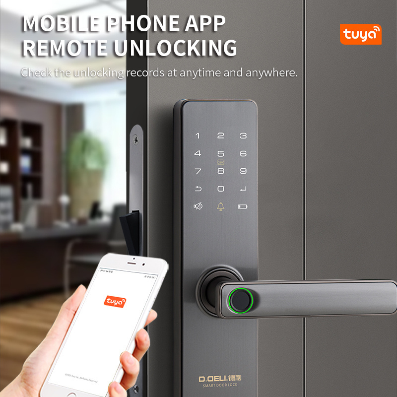 Factory Direct OEM/ODM Tuya WiFi Hotel Smart Lock APP Control Apartment Fingerprint Intelligent Digital Door Lock Smart Home