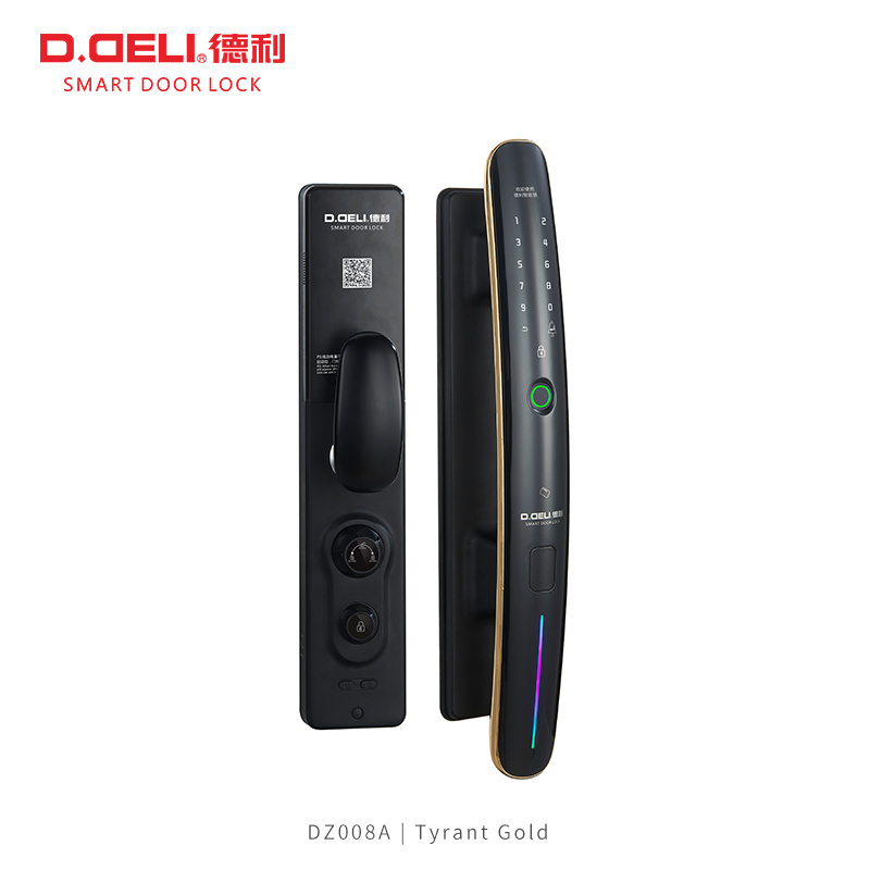 D.Deli DZ008A Hot Selling Luxury High Quality Zinc Alloy Biometric Fingerprint Smart Door Lock WiFi Tuya APP Smartphone APP