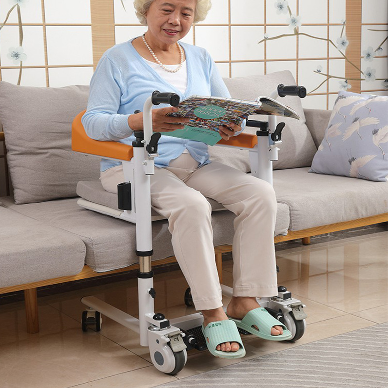 Hand-Cranking Shift Machine Disabled Care Multi-Functional Toilet Hand-Cranking Lifting Shifter Bath Chair Double-Cranking