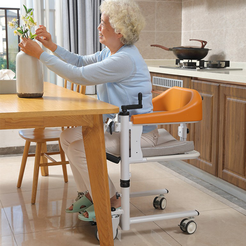 Hand-Cranking Shift Machine Disabled Care Multi-Functional Toilet Hand-Cranking Lifting Shifter Bath Chair Double-Cranking