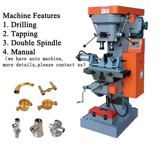 Semi auto two spindle drilling and tapping machine for hole drill lock nuts faucet