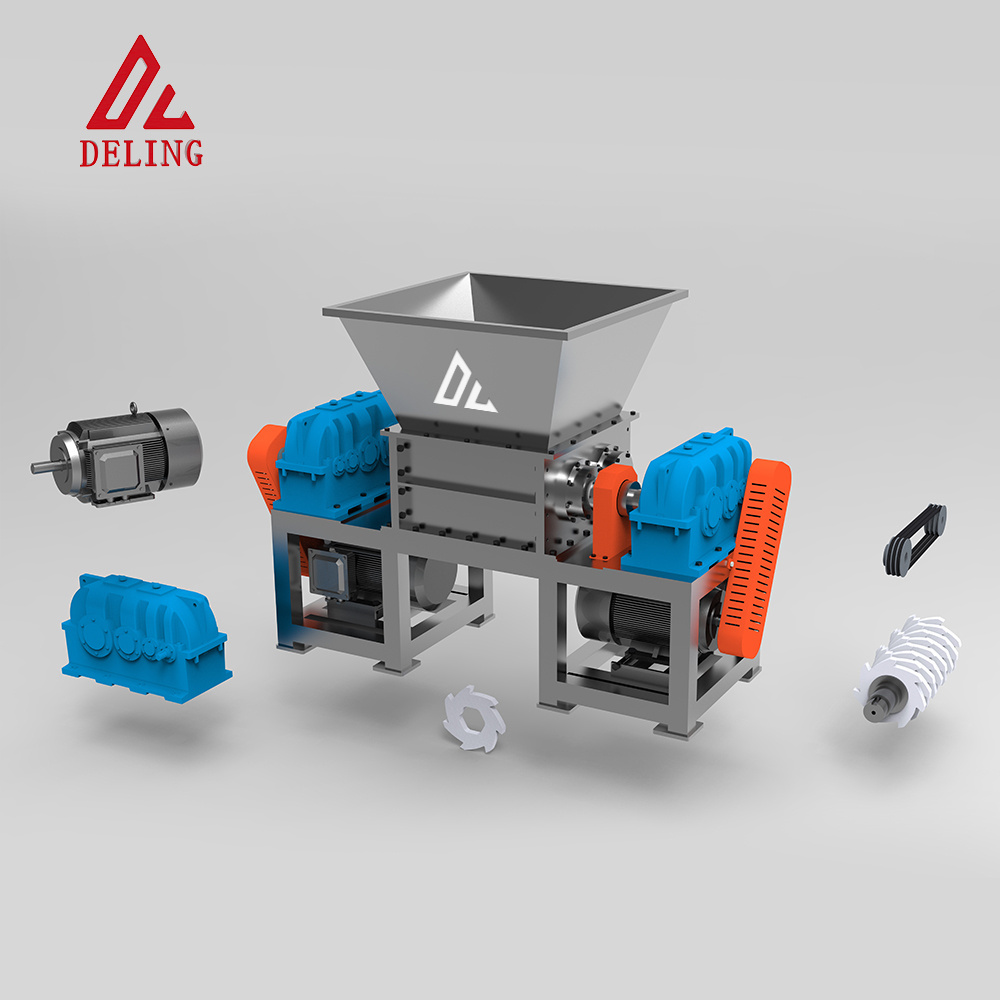 Waste Plastic Tires Shredder Recycling Scrap and Double Shaft Shredder Crusher Biaxial Wood Shredder