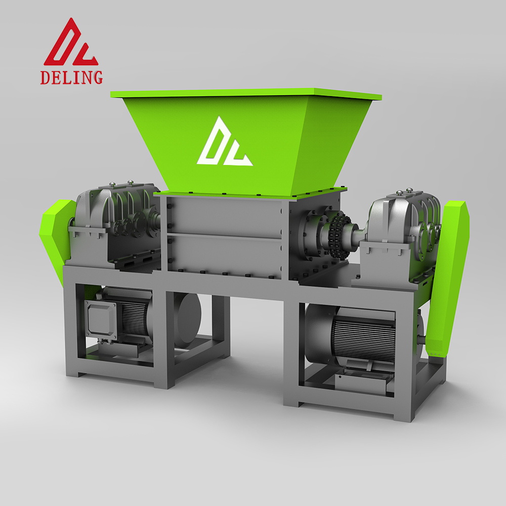 Double axis waste cardboard paper tire rubber waste plastic crusher recycling machine Double Shaft Shredder