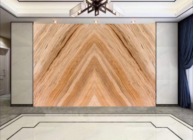 Natural Marmol Teak Wood Gold Vein Wooden Yellow Golden Grain Onyx Marble Stone Flooring Slabs And Tiles