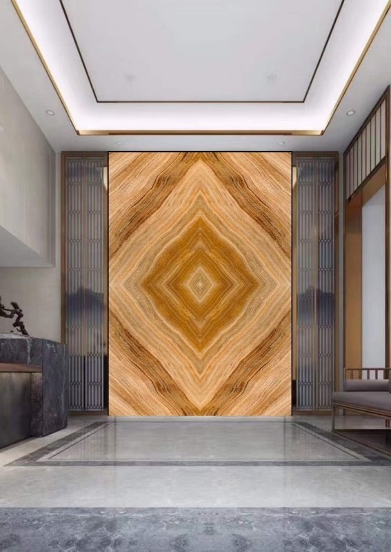 Natural Marmol Teak Wood Gold Vein Wooden Yellow Golden Grain Onyx Marble Stone Flooring Slabs And Tiles