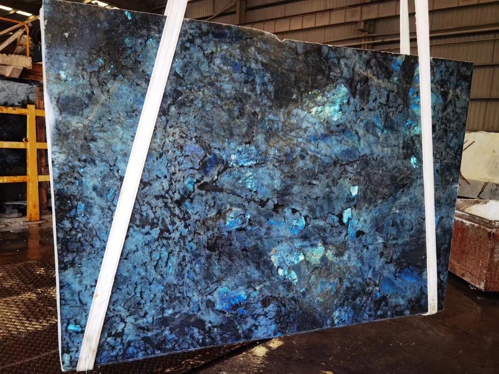 Popular Luxury Natural Madagascar Lemurian Blue Labradorite Granite Quartzite Stone Slabs For Kitchen Countertops