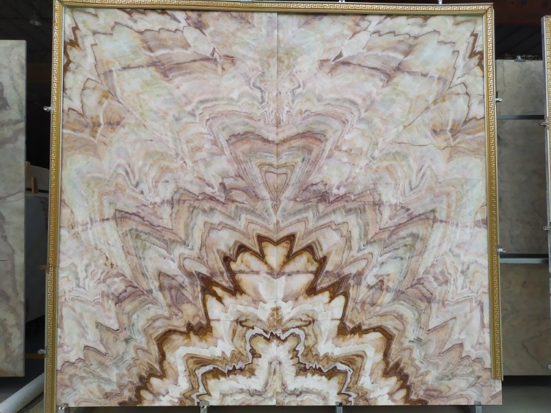 Chinese Marmol Natural Rainbow Onyx Open Book Marble Stone Slabs Factory Direct Price For Home Decor