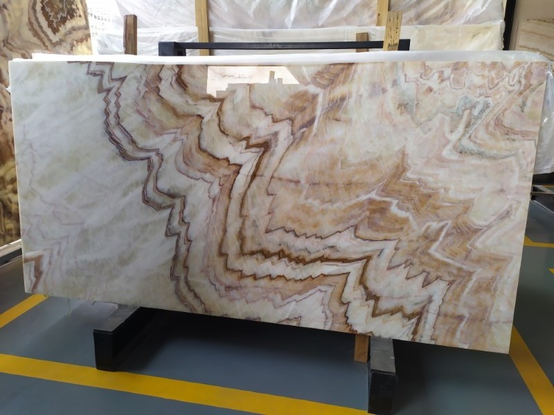 Chinese Marmol Natural Rainbow Onyx Open Book Marble Stone Slabs Factory Direct Price For Home Decor