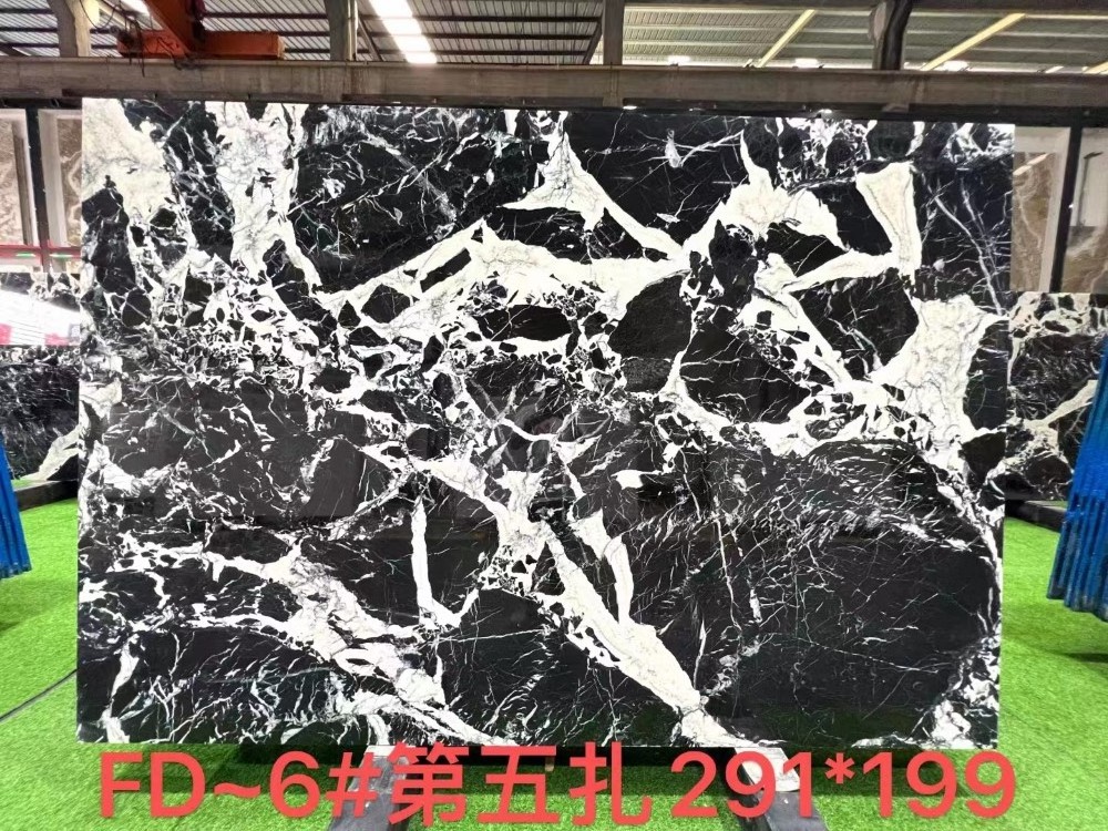 China Famous Luxury Natural Nepoleon Black White Marble Stone Big Size Slabs Wholesale Price