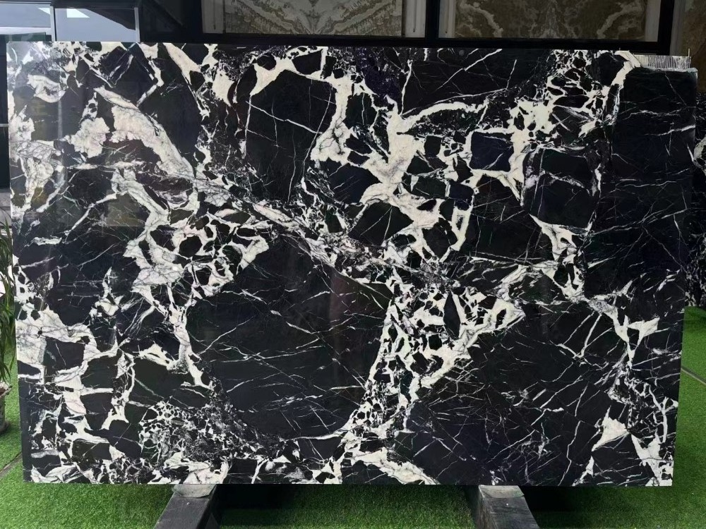 China Famous Luxury Natural Nepoleon Black White Marble Stone Big Size Slabs Wholesale Price