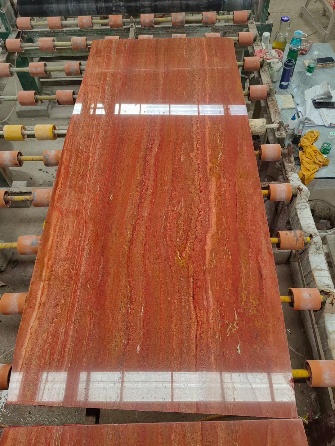 Natural Polished Honed Red Travertine Marble Stone Slabs And Tiles For Floor Cladding And Furniture Tables