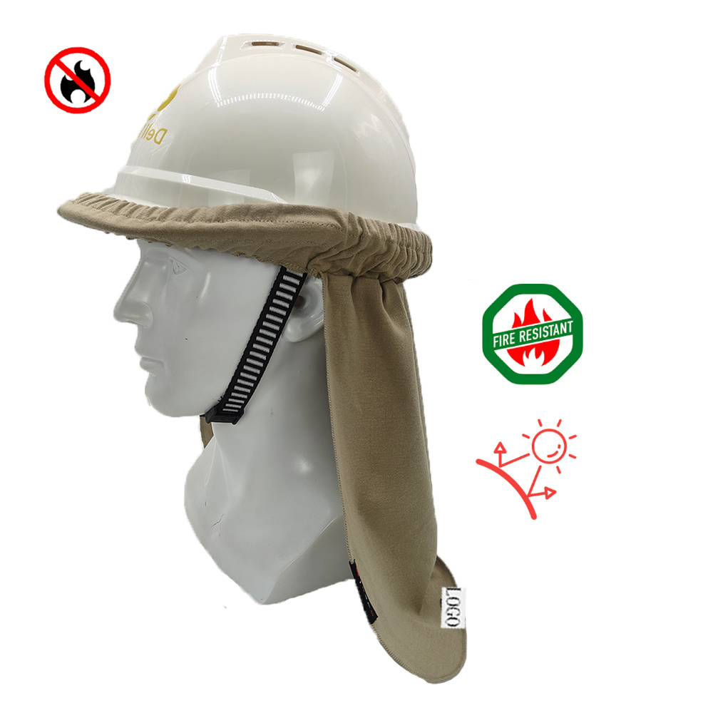 Custom arc flash fire resistant sunshield flame retardant fabric sunshade safety helmet sun shield summer protective neck head