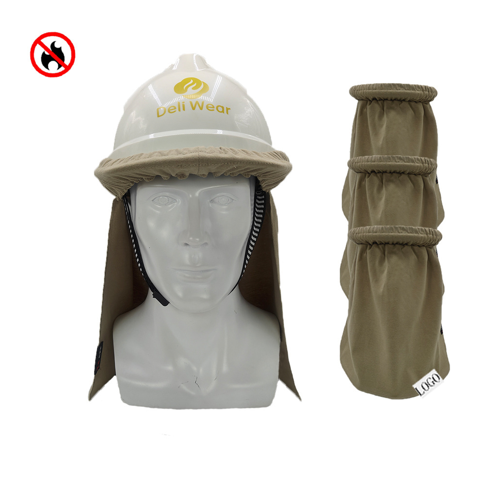 Custom arc flash fire resistant sunshield flame retardant fabric sunshade safety helmet sun shield summer protective neck head