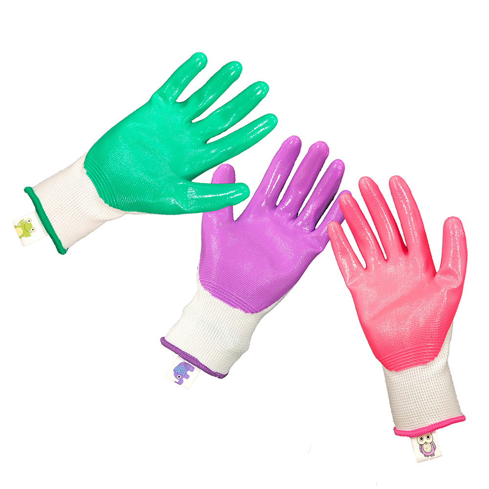 Premium Custom Anti Slip Grip Nitrile Coated Ladies Kids Garden Gloves Children Gardening Work Weeder Gloves