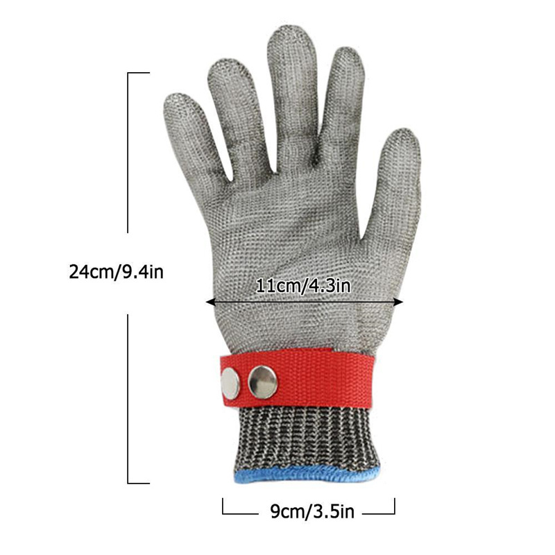 Deliwear Food Grade 316L Brushed Stainless Steel Mesh Cut Resistant Chain Mail Gloves meat cut butcher glove